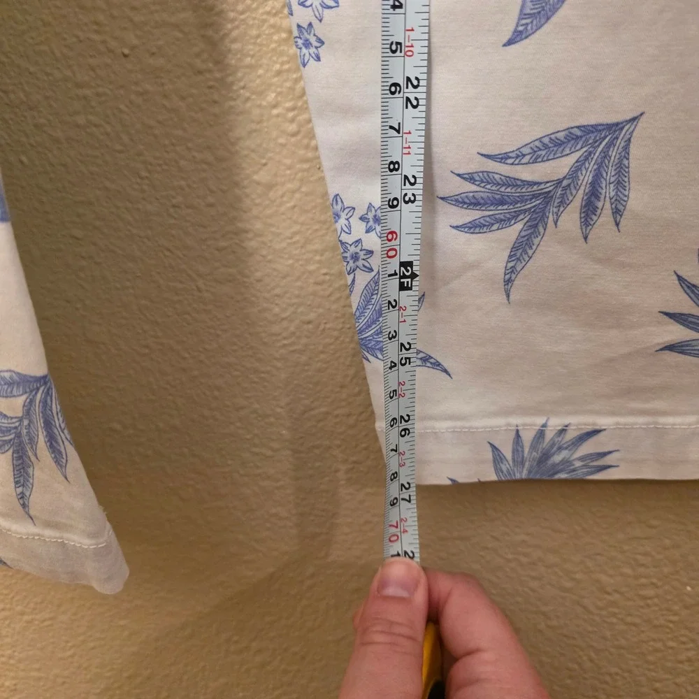 Talbots Relaxed Chino Pants Womens 14 Blue White Tropical Floral Botanical Print - Picture 5 of 8